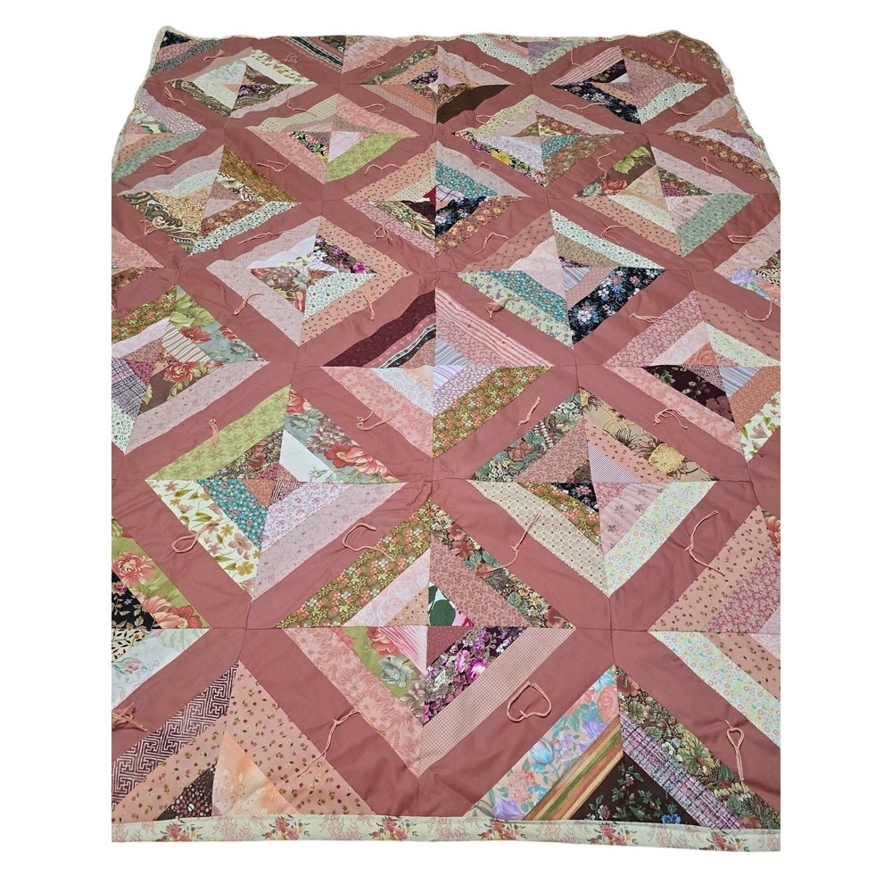 New Fresh Handmade Patchwork Quilt Pink Floral Boho Body Throw Blanket /0189